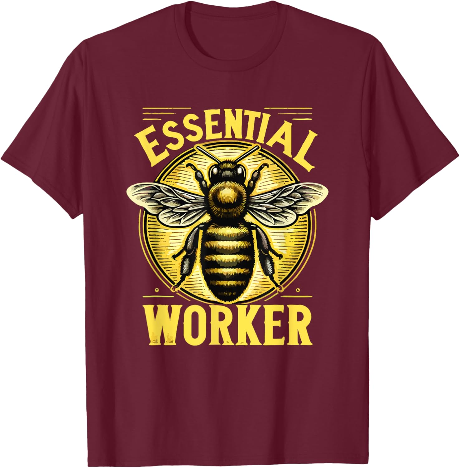 Essential Worker Beekeeper Beekeeping Hive Bees Retro T-Shirt - T-Shirt | Maroon