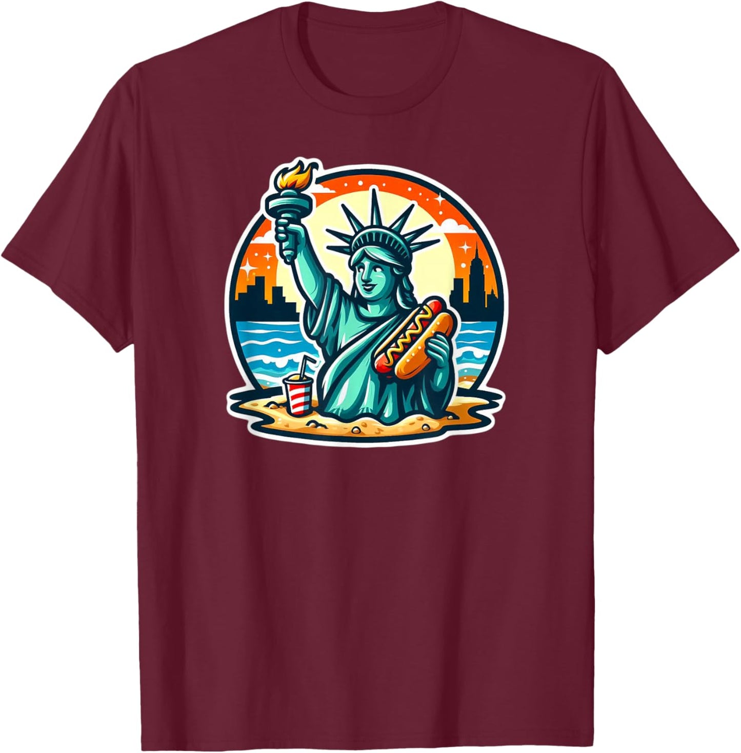 New York Hot Dogs NYC Souvenir NYC T-Shirt - T-Shirt | Maroon