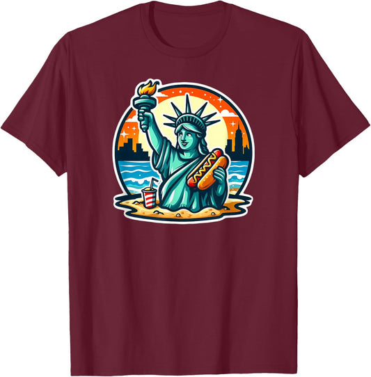 New York Hot Dogs NYC Souvenir NYC T-Shirt - T-Shirt | Maroon