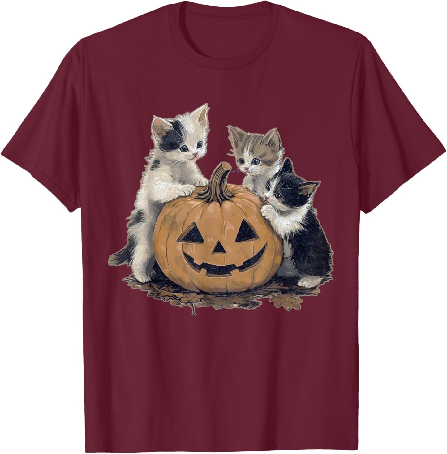 Vintage 90s Cat Halloween Retro Halloween vintage Spooky Women Kids T-Shirt - T-Shirt | Maroon