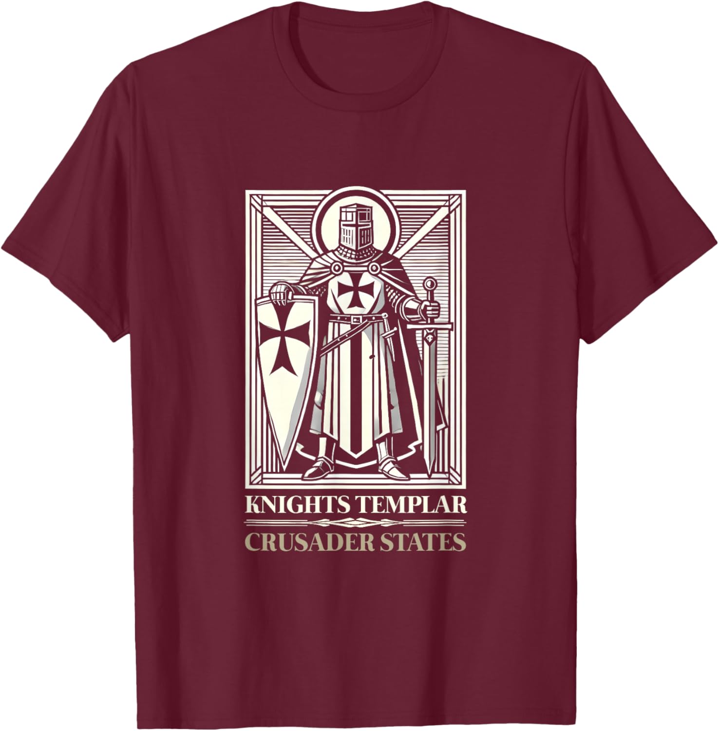 Knights Templars An Elite Unit of Military History Crusaders , Black, S T-Shirt - T-Shirt | Maroon