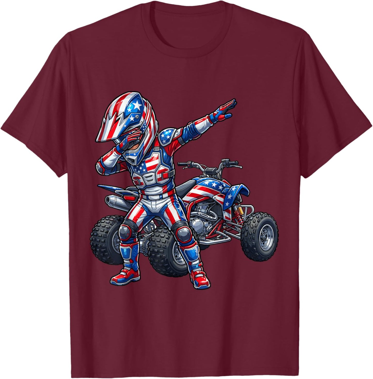 4 Wheeler ATV Quad USA American Flag Boys Kids T-Shirt - T-Shirt | Maroon