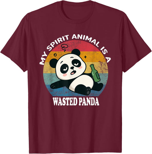 Wasted Panda is My Spirit Animal Funny Racoon Meme T-Shirt - T-Shirt | Maroon
