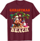 Christmas At The Beach Xmas In July Snowman Flamingo Summer T-Shirt - T-Shirt | Maroon