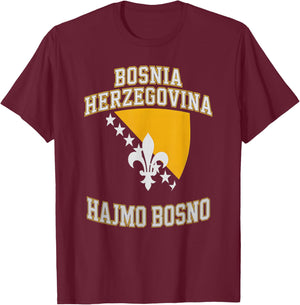 Proud Bosnia Dragon HAJMO BOSNO Country Favorite Cheer Game T-Shirt - T-Shirt | Maroon