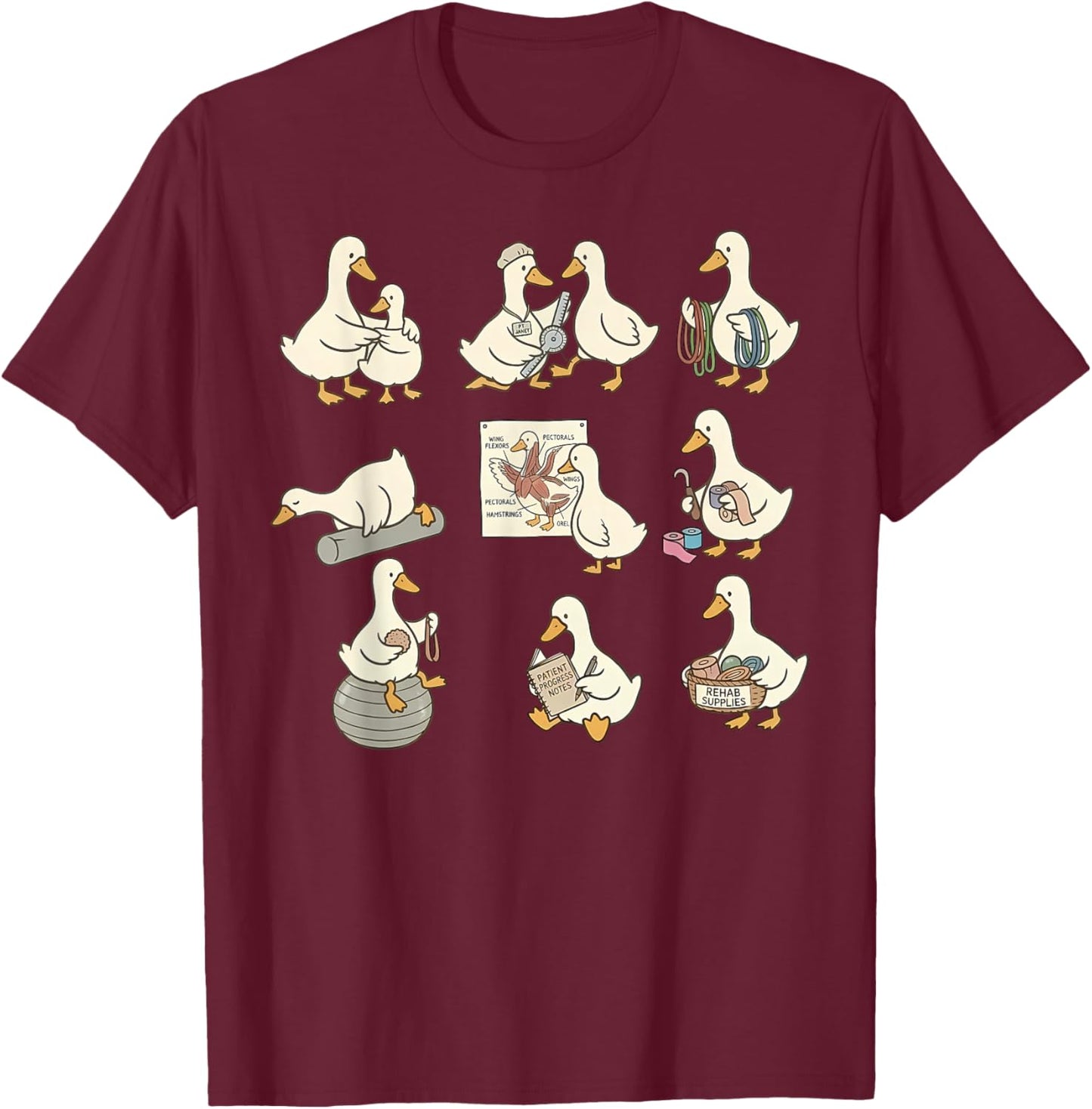 Funny Physical Therapy Silly Goose DPT Specialist Therapist T-Shirt - T-Shirt | Maroon