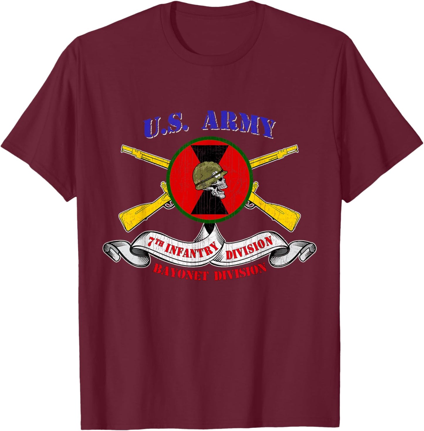 7th Infantry Division 7th ID Veteran Gifts Bayonet Division T-Shirt - T-Shirt | Maroon