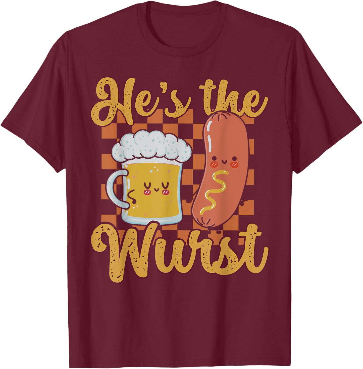 Oktoberfest German Drinking He's The Wurst Couple Matching T-Shirt - T-Shirt | Maroon