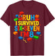 Bruh I Survived Six Seven I'm 8 Building Blocks Gift Kid T-Shirt - T-Shirt | Maroon