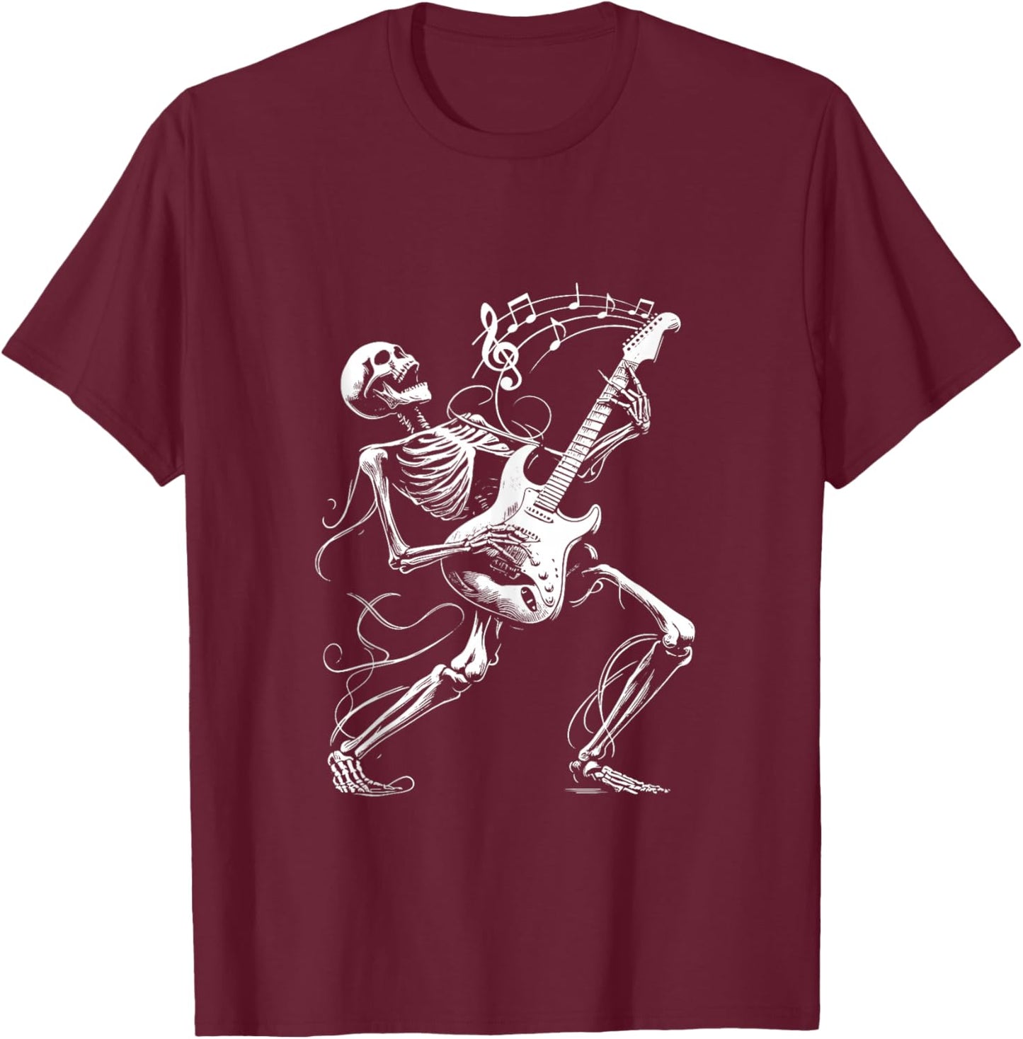 Skeleton Playing Guitar Music Gifts Women Rock Band T-Shirt - T-Shirt | Maroon