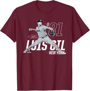 Dynamic Pose Luis Gil New York Baseball MLBPA T-Shirt - T-Shirt | Maroon
