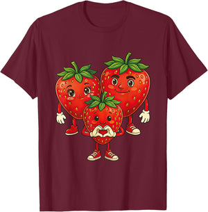 Strawberry with Family | Sweet Strawberry with Strawberry Mum & Dad T-Shirt - T-Shirt | Maroon