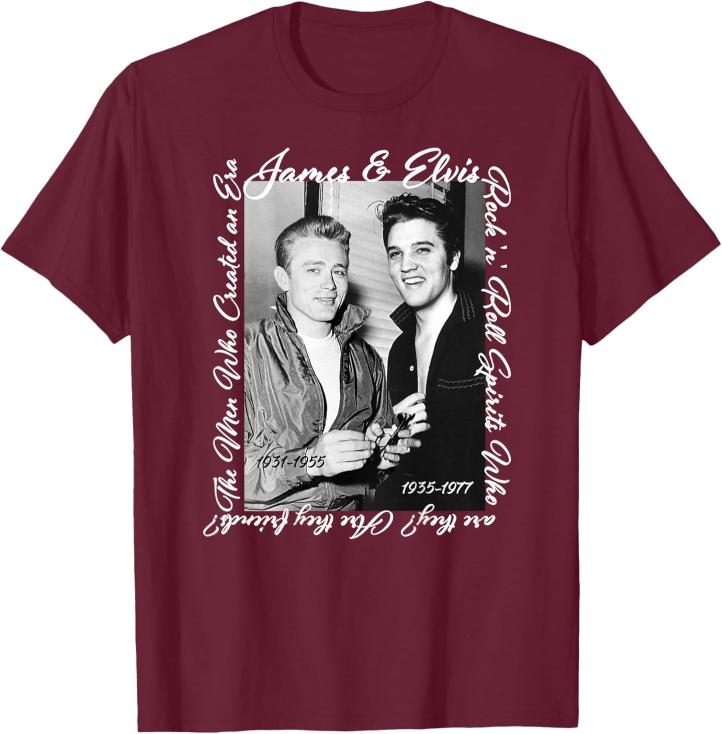 James Dean_Elvis Presley_Back Printed T-Shirt - T-Shirt | Maroon