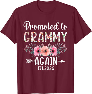 Promoted To Grammy Again Est 2026 Flower T-Shirt - T-Shirt | Maroon