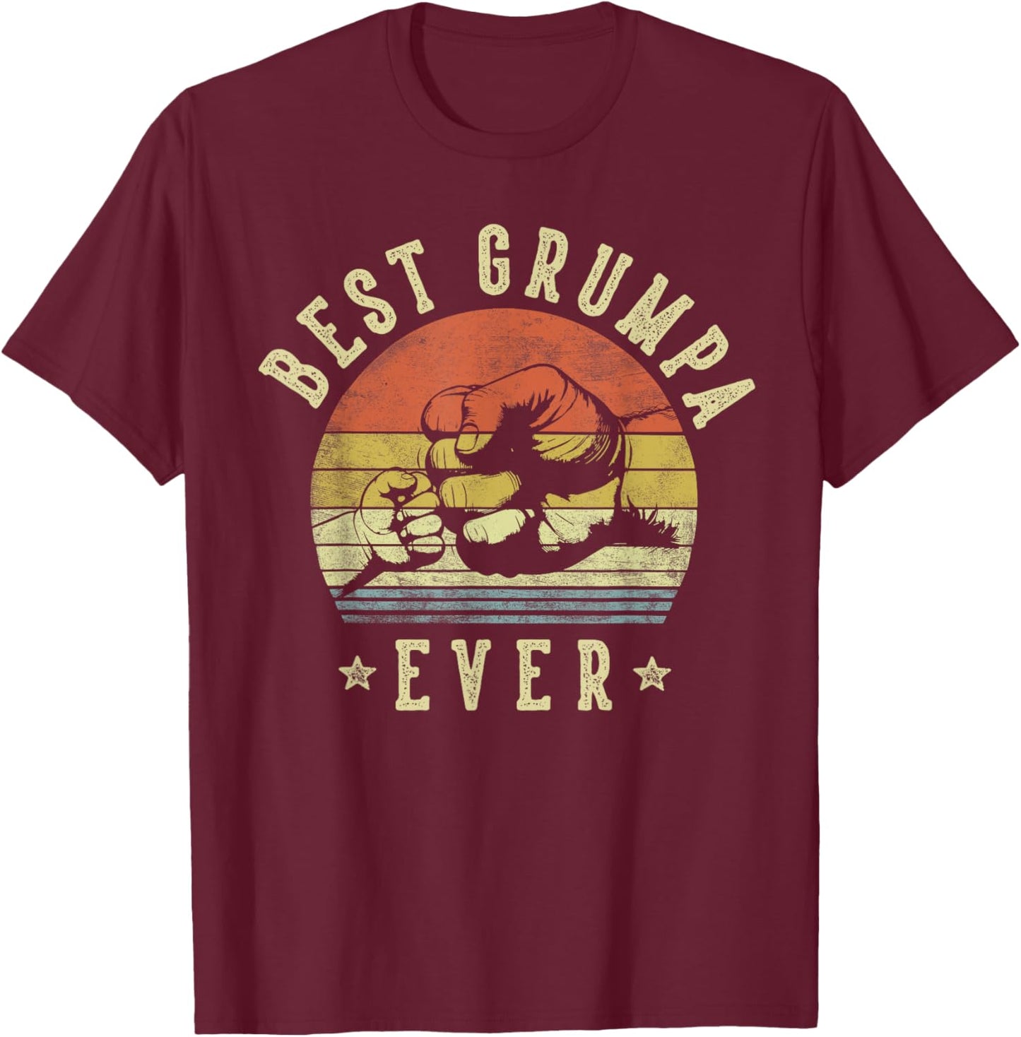 Best Grumpa Ever - Retro Fist Bump Vintage Design Grumpa T-Shirt - T-Shirt | Maroon