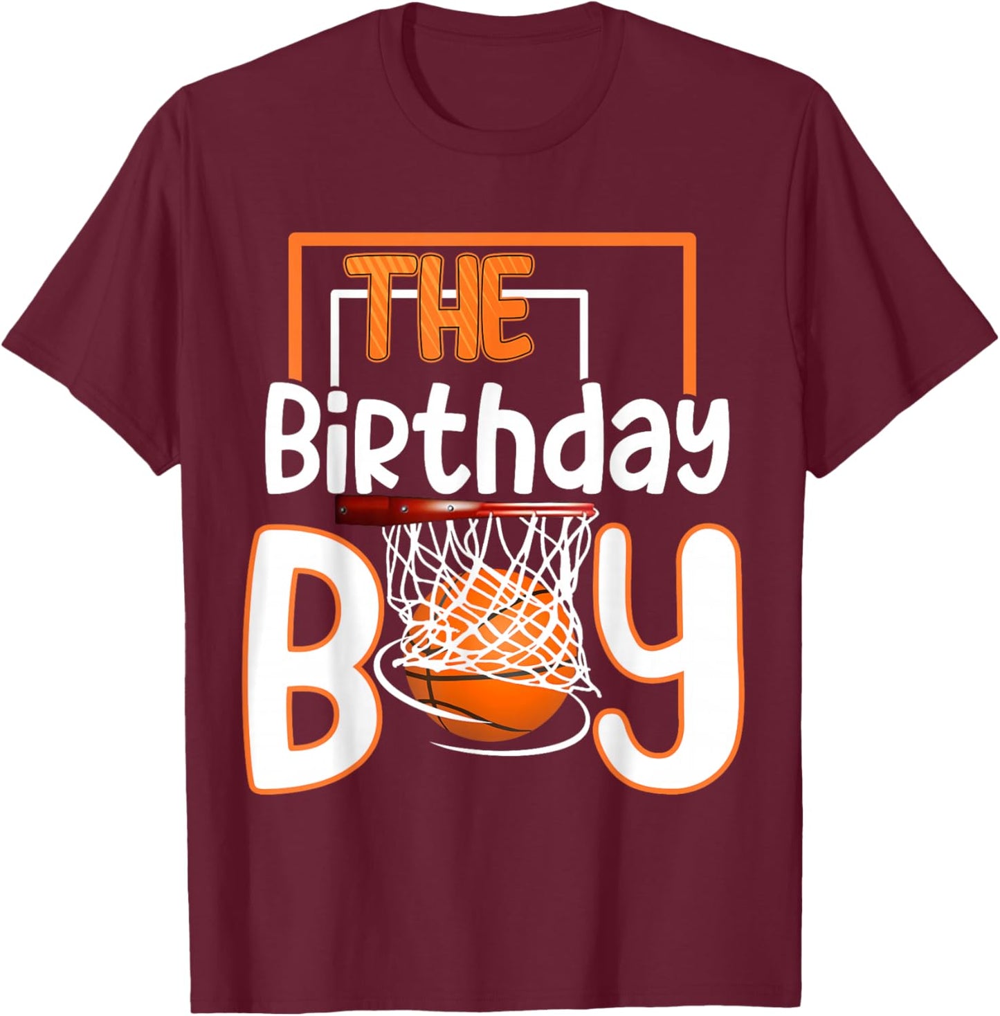 Boy Of The Birthday Basketball Family Matching Bday Party T-Shirt - T-Shirt | Maroon