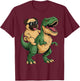 Pug Riding T-Rex T-Shirt - T-Shirt | Maroon