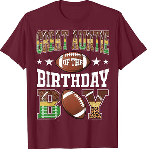 Great Auntie Of The Birthday Boy Football Leopard Game Day T-Shirt - T-Shirt | Maroon