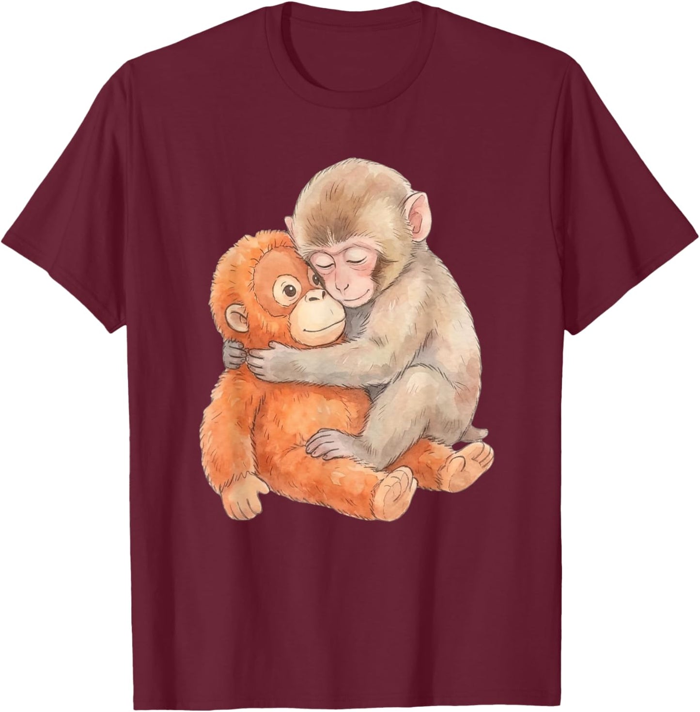 Baby Monkey Punch Team Punch Monkey Plush Cute T-Shirt - T-Shirt | Maroon
