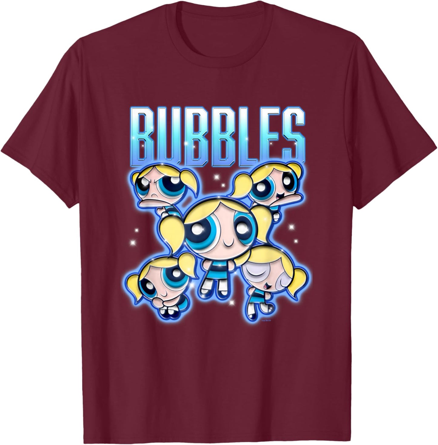 The Powerpuff Girls Bubbles Chrome Multi Pose T-Shirt - T-Shirt | Maroon