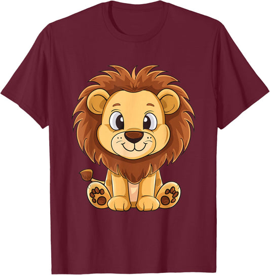 Cute Lion for Kids T-Shirt - T-Shirt | Maroon