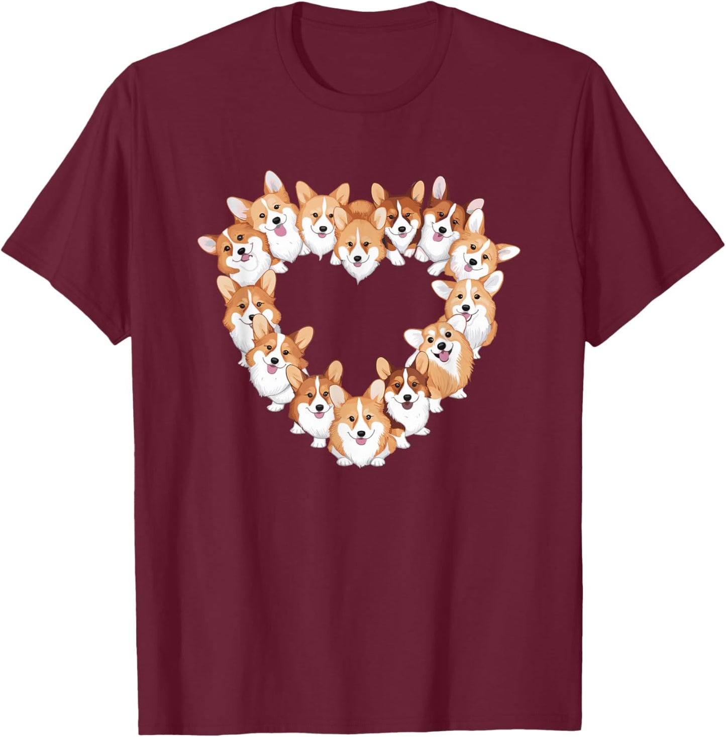 Heart Pembroke Welsh Corgi Corgis T-Shirt - T-Shirt | Maroon