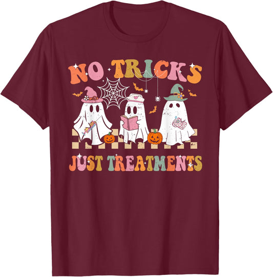 Funny Nurse Ghost for Scrub Life & Nursing Halloween Lovers T-Shirt - T-Shirt | Maroon