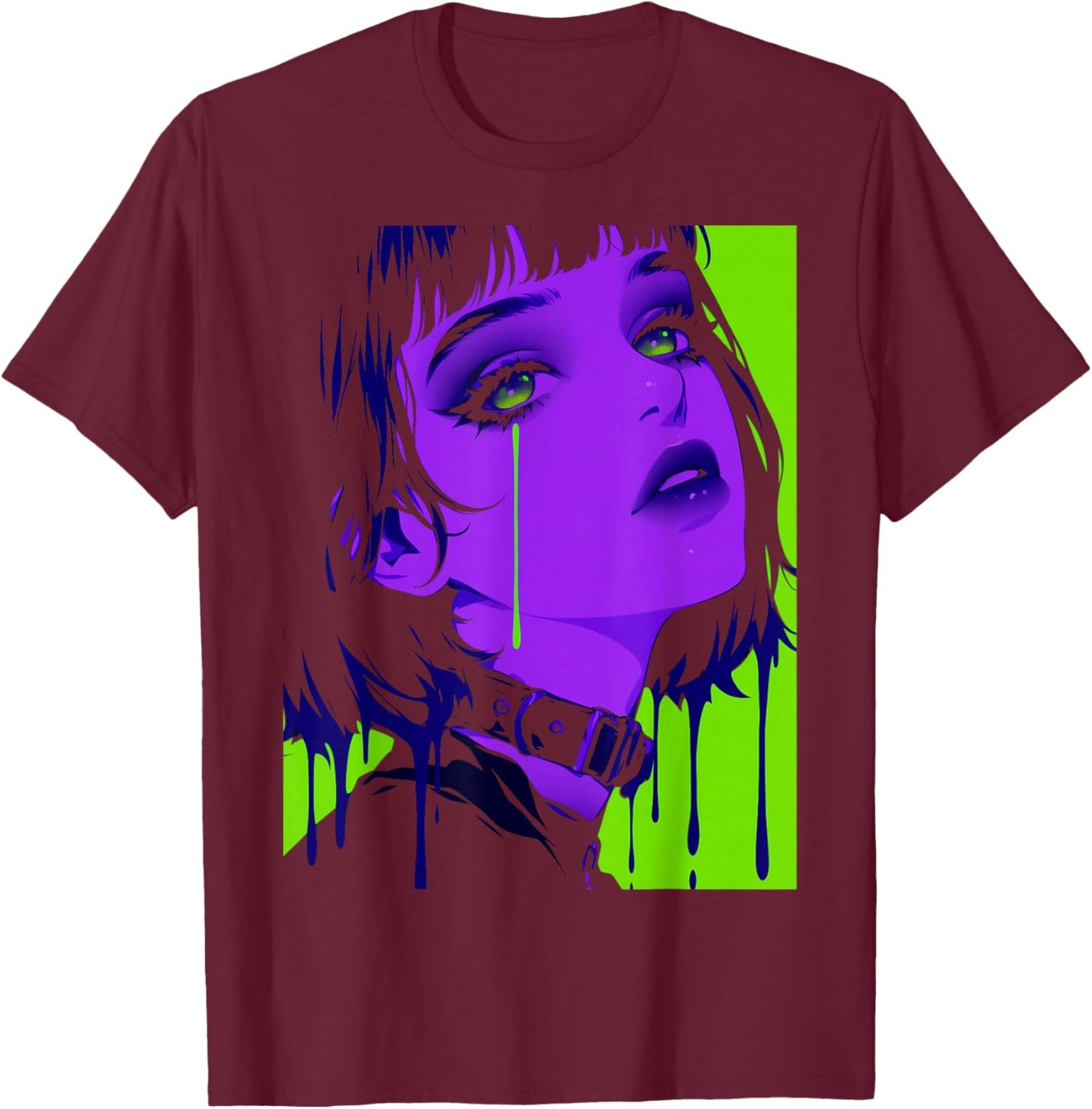 Cybergoth Cybercore Grunge Punk Goth Girl Alt Anime Manga T-Shirt - T-Shirt | Maroon