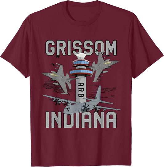 Grissom ARB Indiana Air Reserve Base Fighter Jets Vintage T-Shirt - T-Shirt | Maroon