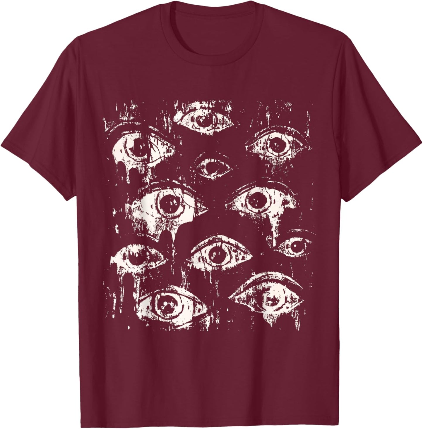 Eyes Eyeballs Weird Goth Grunge Alt Y2K Strange Aesthetic T-Shirt - T-Shirt | Maroon