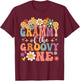 Retro Grammy of Groovy One Matching Family 1st Birthday T-Shirt - T-Shirt | Maroon