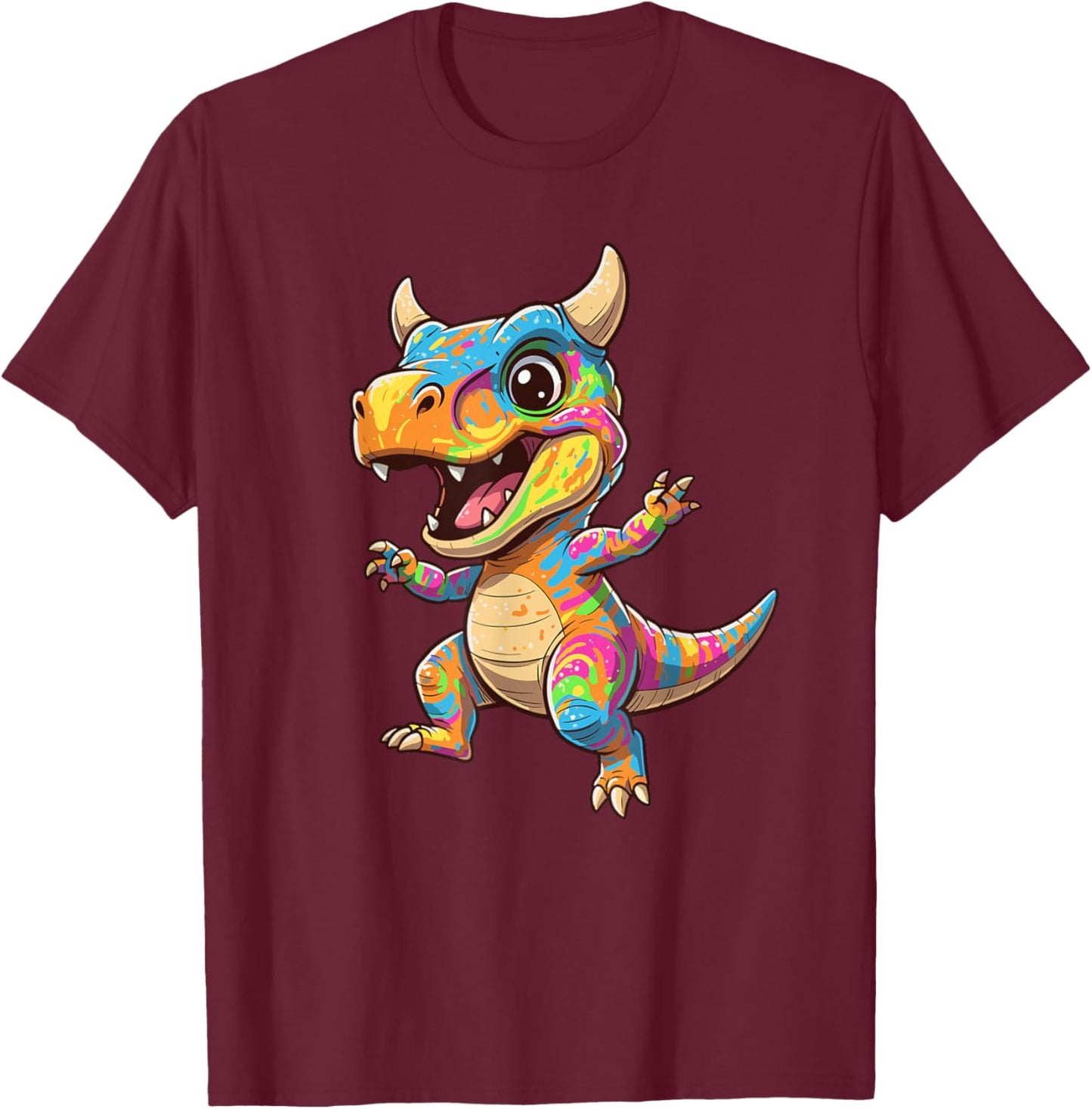 Adorable Dinosaure Arc-en-Ciel pour fête d'anniversaire d'enfants T-Shirt - T-Shirt | Maroon