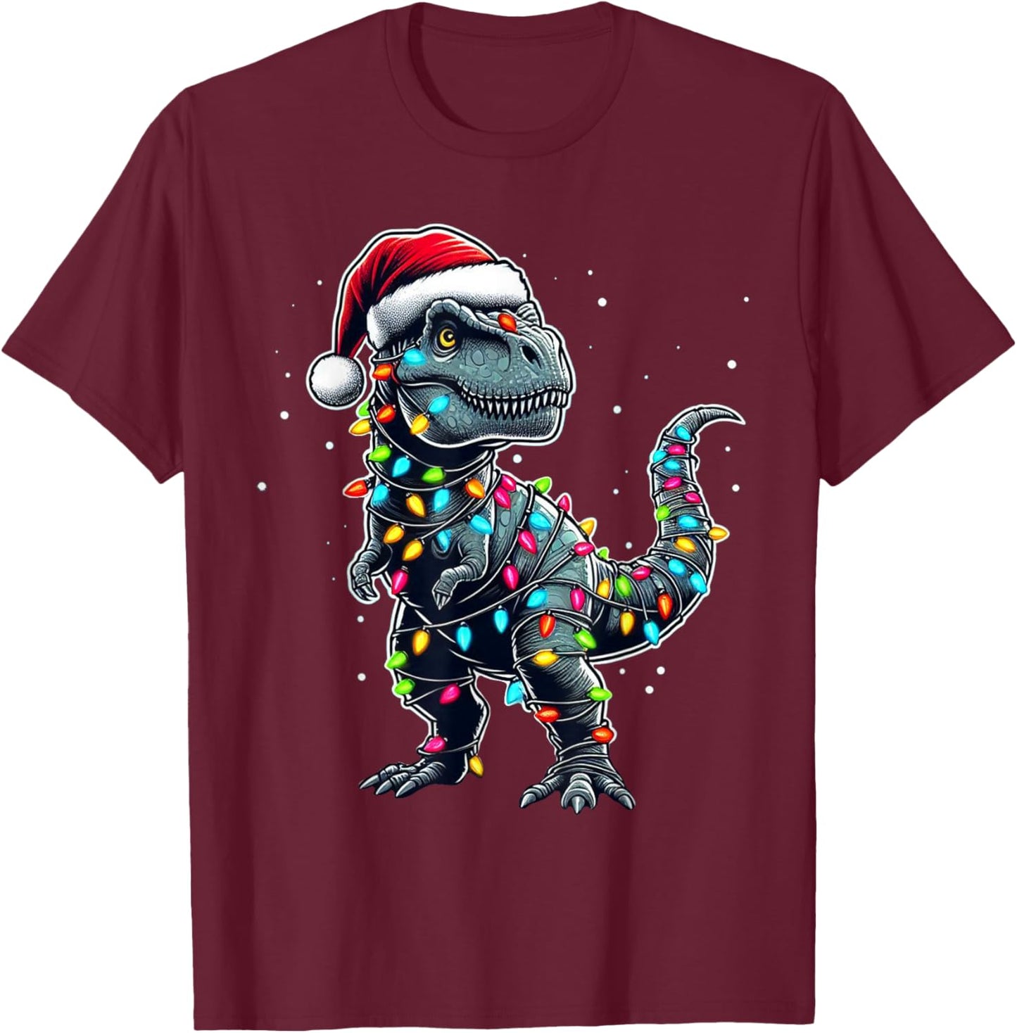 Dinosaur T-rex Tree Christmas Xmas Pet Dino Trex T-Shirt - T-Shirt | Maroon
