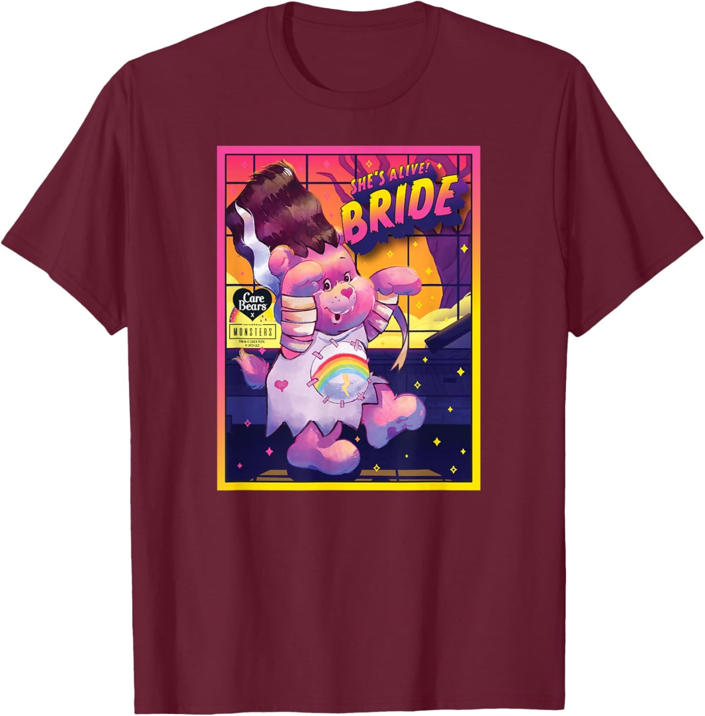 Care Bears x Universal Monsters Cheer Bear Bride T-Shirt - T-Shirt | Maroon