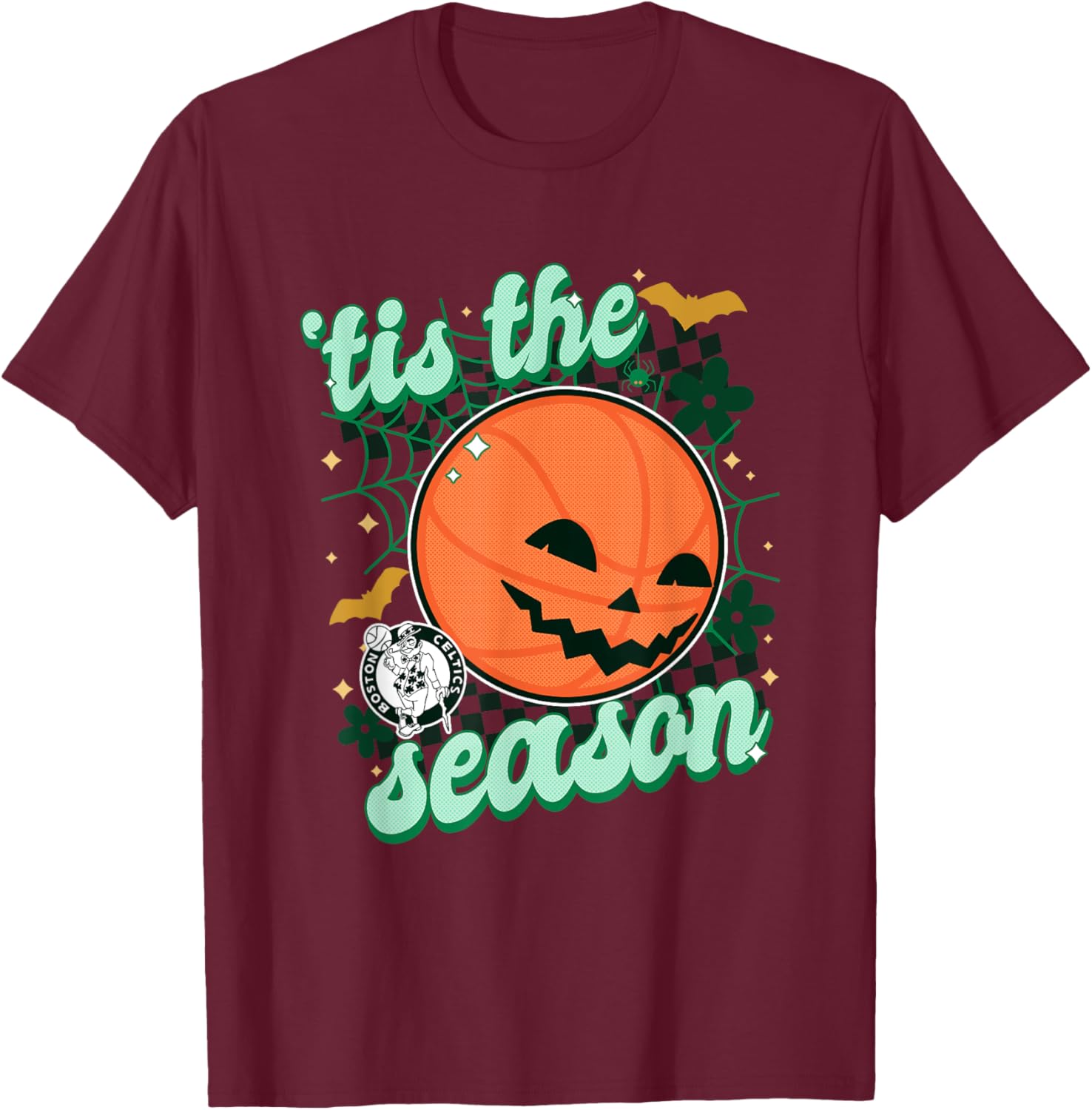 NBA Boston Celtics Halloween Spooky Season T-Shirt - T-Shirt | Maroon