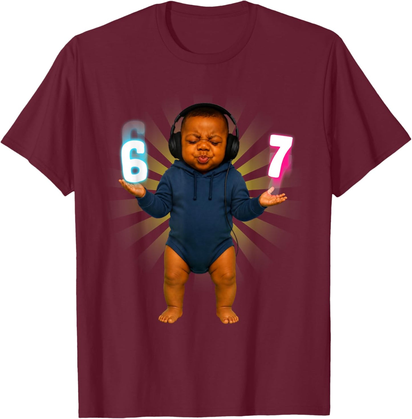 Funny Ai Baby Speed 67 Six Seven Brainrot Meme Gen Z T-Shirt - T-Shirt | Maroon