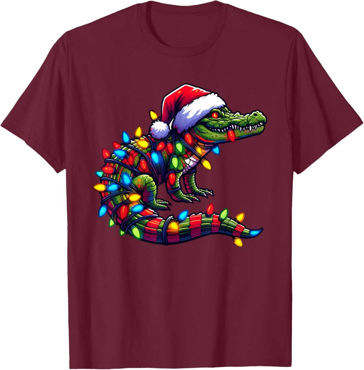 Alligator Santa Pajama Christmas Lights Xmas Toddler Kids T-Shirt - T-Shirt | Maroon