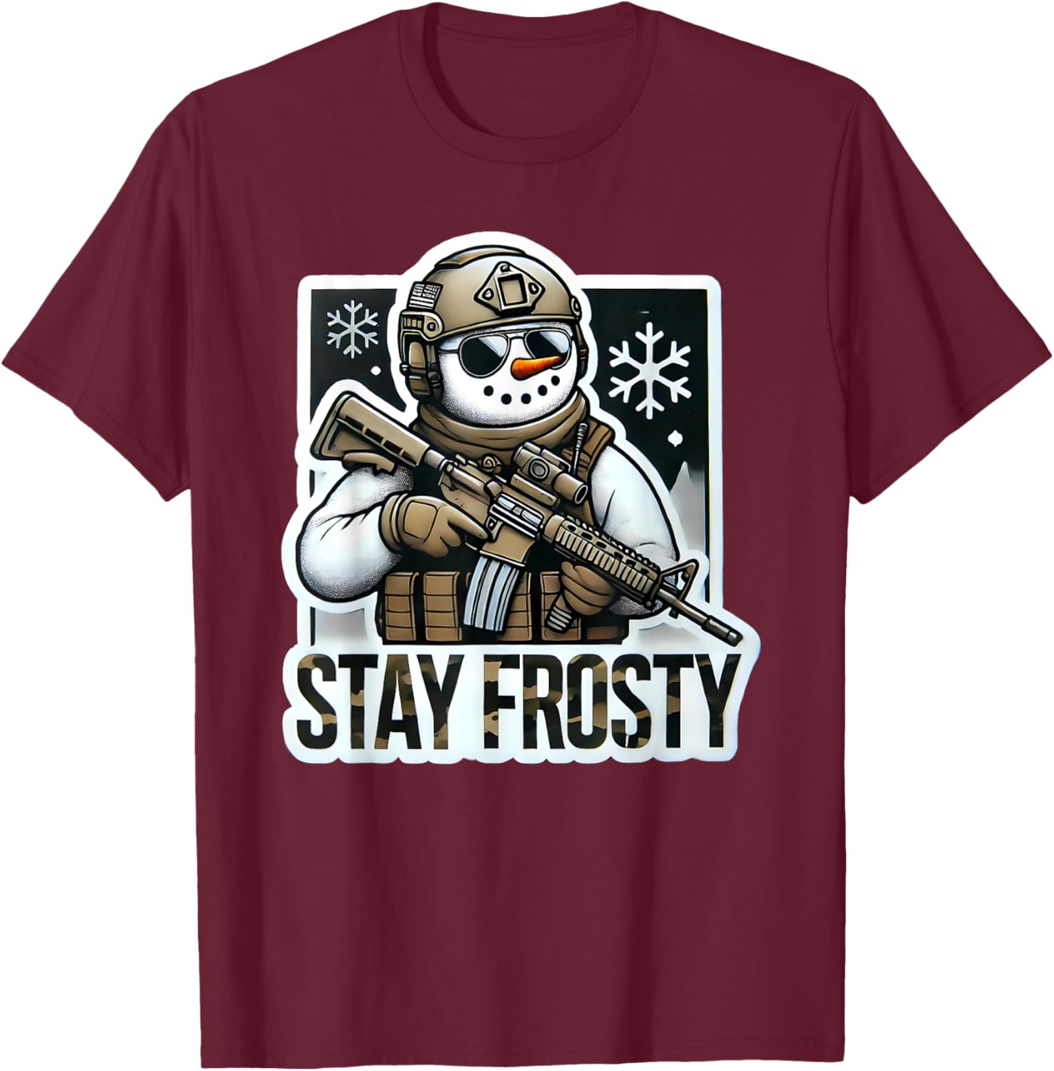 Funny Range Safty Military Law Enforcement Gun Range Snowman T-Shirt - T-Shirt | Maroon