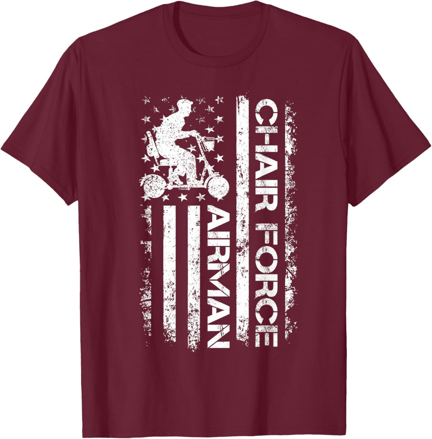 Funny Chair Force One US Airman Veteran 4th of July Gifts T-Shirt - T-Shirt | Maroon