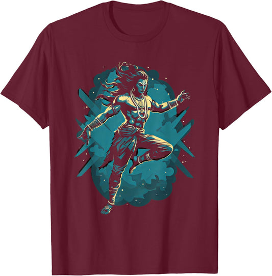 Shiva spiritual hindu god tandava dance yoga meditation T-Shirt - T-Shirt | Maroon