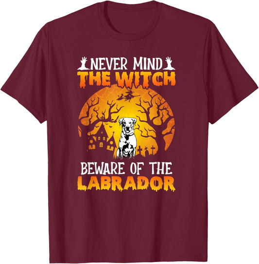Happy Halloween Vibes Decor Beware of The Labrador T-Shirt - T-Shirt | Maroon
