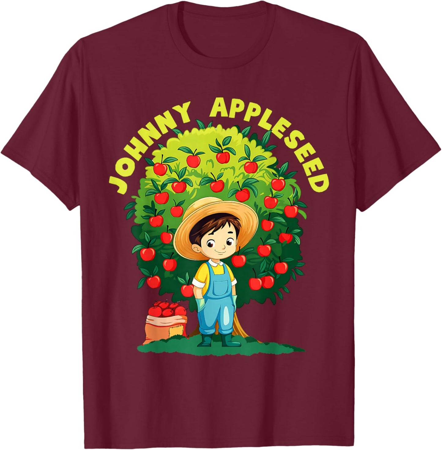 Johnny Appleseed Lazy Costume for Boys & Girls Kids T-Shirt - T-Shirt | Maroon