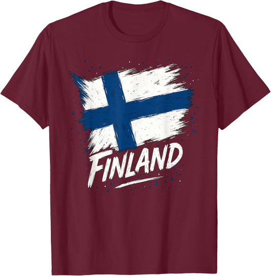 Finland Finnish Flag T-Shirt - T-Shirt | Maroon