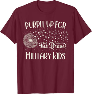 Military Child Month Shirt Dandelion Military Kids Purple Up T-Shirt - T-Shirt | Maroon