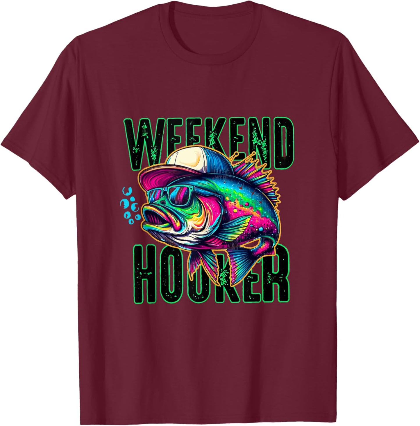 Weekend Hooker Colorful Fishing T-Shirt - T-Shirt | Maroon