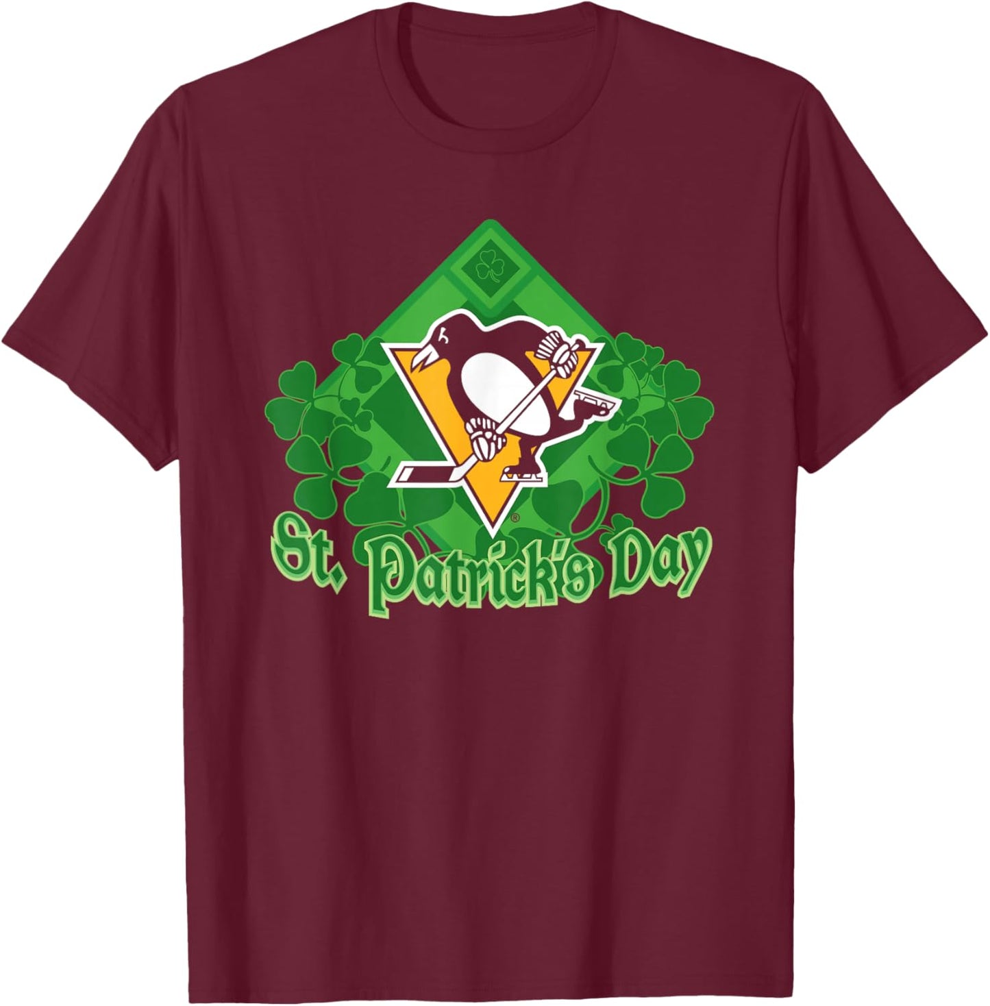 Pittsburgh Penguins St. Patrick's Day Black NHL Licensed T-Shirt - T-Shirt | Maroon