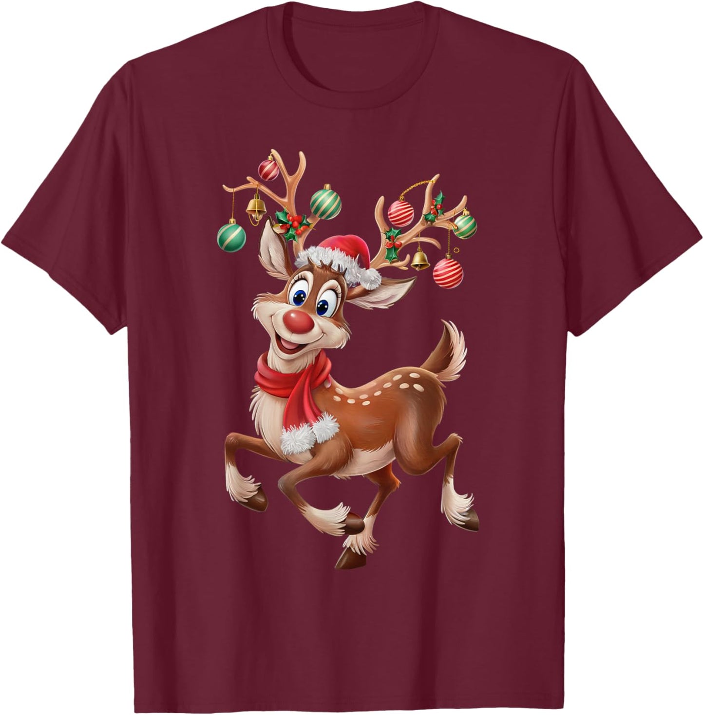 funny Rudolph The Red Nose Reindeer For Kids & Christmas boy T-Shirt - T-Shirt | Maroon