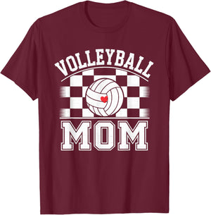 Groovy Volleyball Mom Mother Volleyball Mom T-Shirt - T-Shirt | Maroon