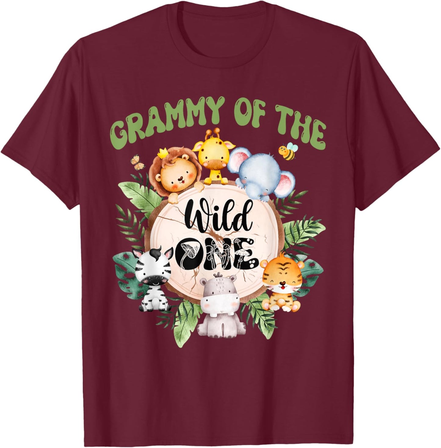 Grammy Of The Wild One 1st Birthday Safari Family Matching T-Shirt - T-Shirt | Maroon