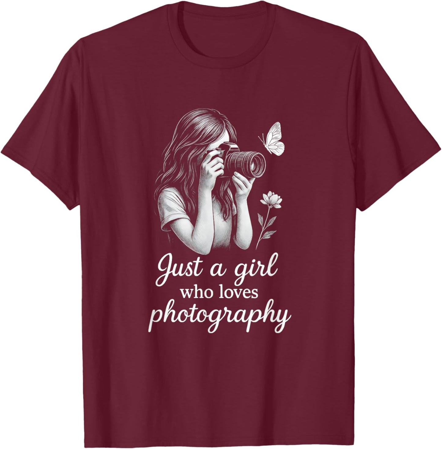 Girl Photography Lover Woman with Camera for Photographer T-Shirt - T-Shirt | Maroon